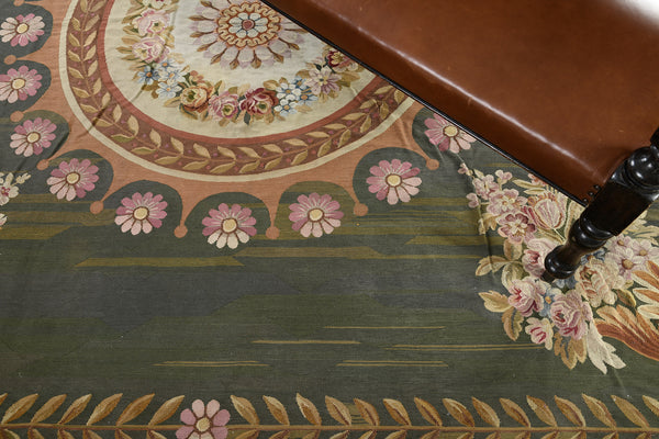 Antique French Empire Aubusson - French hand-woven - close-up of weave texture and pile