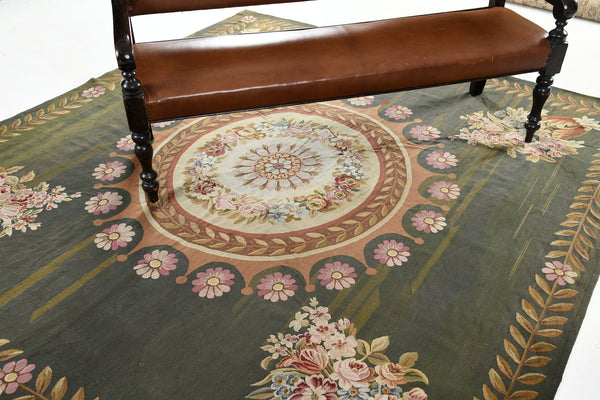 Antique French Empire Aubusson - French hand-woven - styled in room setting