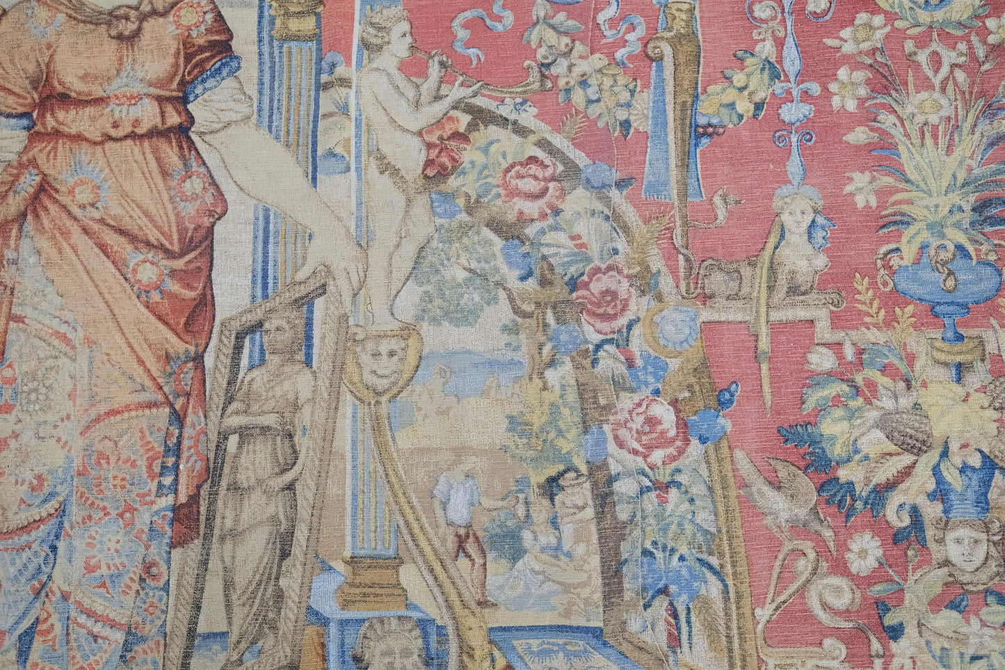 Vintage French Tapestry - hand-woven tapestry, French hand-woven - styled in room setting
