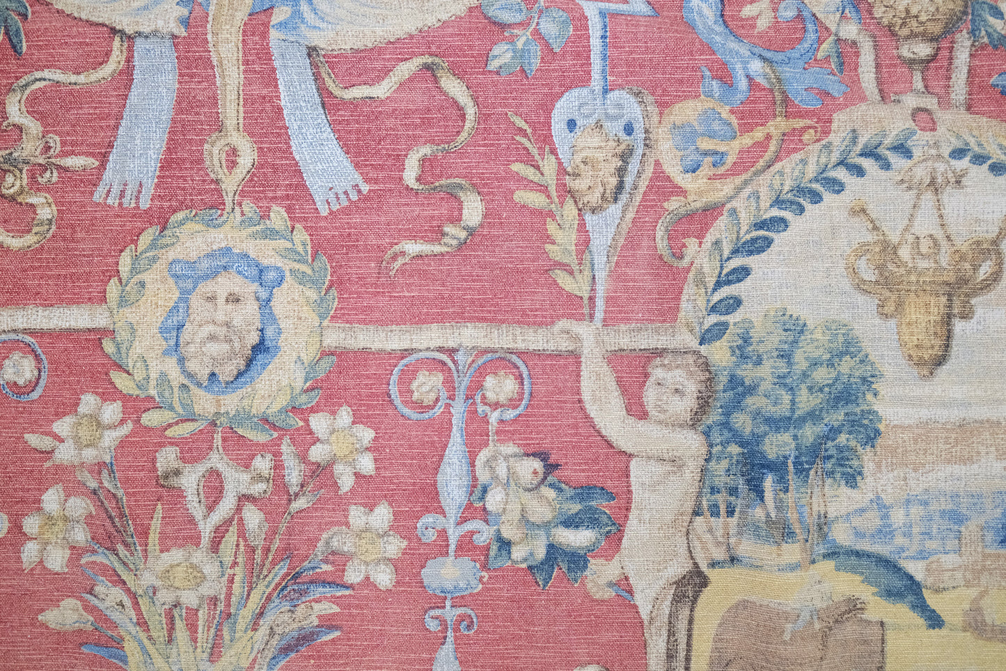 Vintage French Tapestry - hand-woven tapestry, French hand-woven - close-up of weave texture and pile