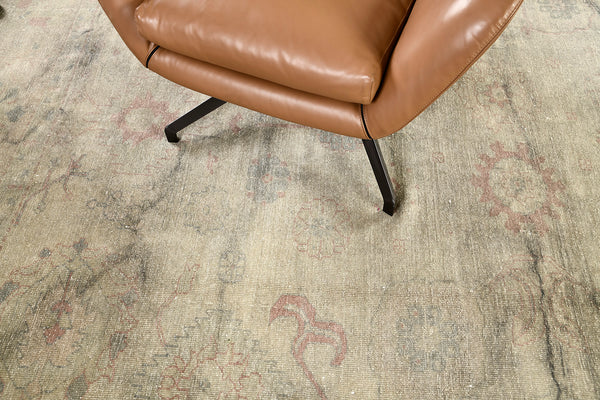 Overdyed Egyptian Revival Rug - artisan revival weave - overhead flat lay view