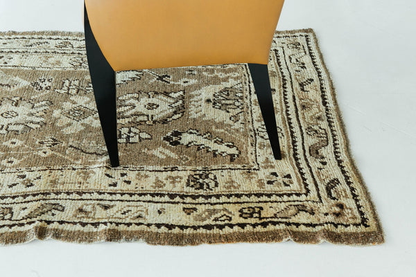 Antique Turkish Oushak Rug - hand-knotted in Turkey - overhead flat lay view [#14]