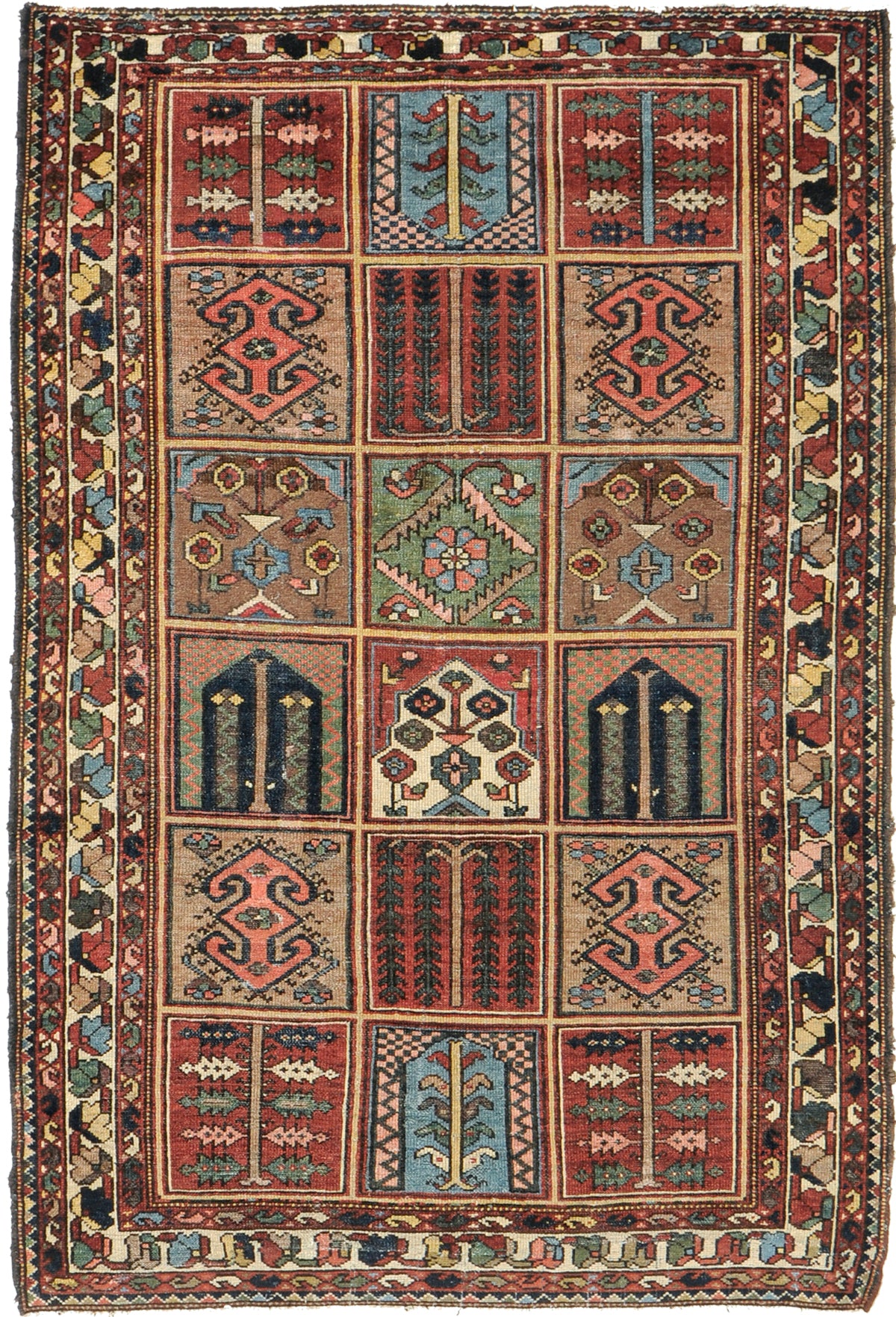 Old Persian Bakhtiari Garden Design Rug 57350