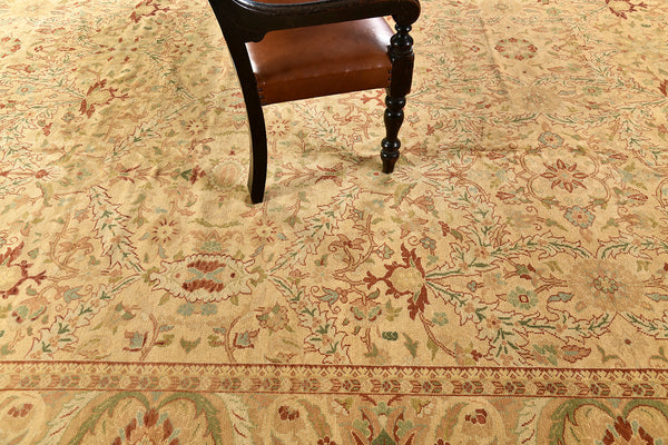 Turkish Oushak Revival Rug - hand-knotted in Turkey - overhead flat lay view [#35]