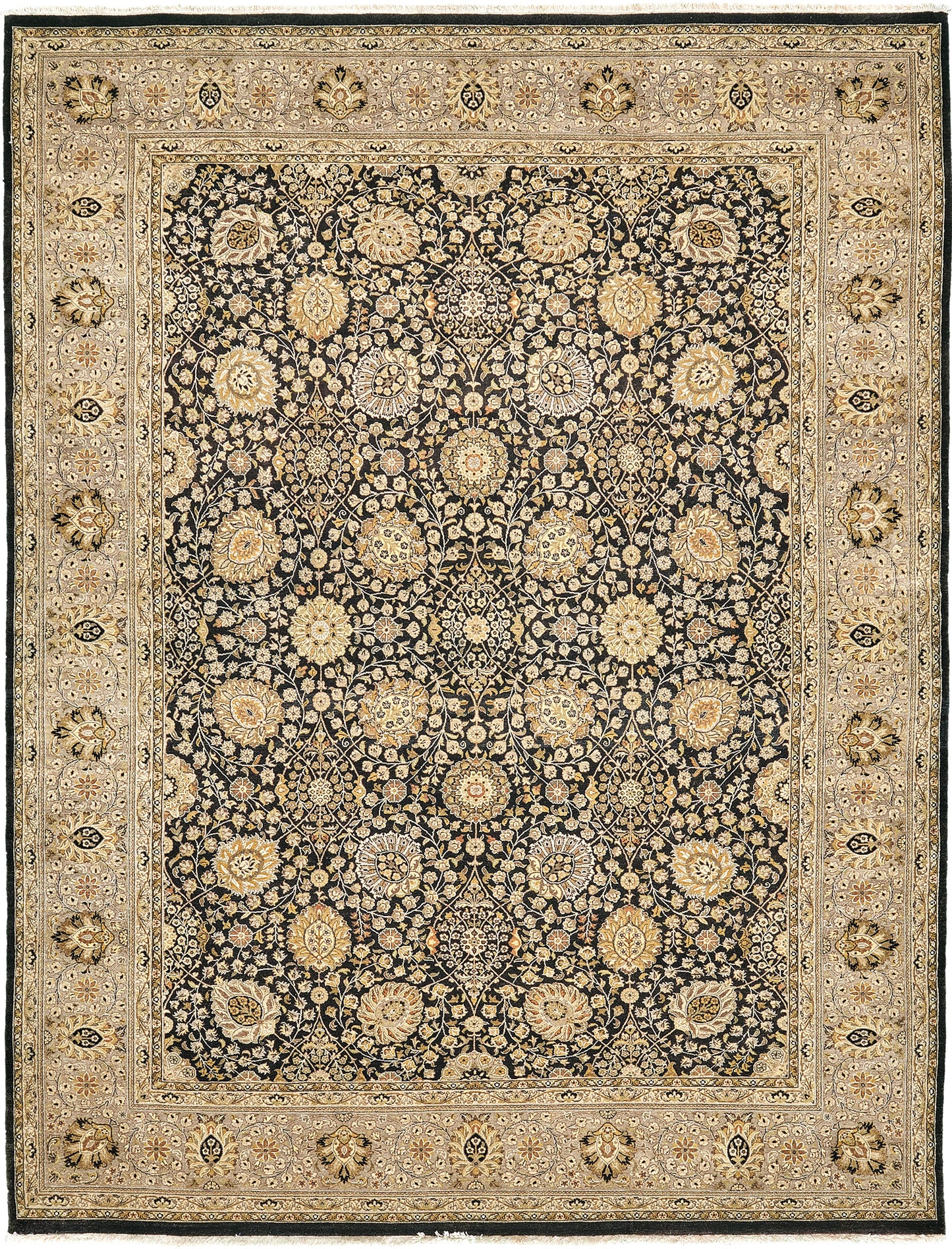 Fine Natural Dye Tabriz Allover Design Rug