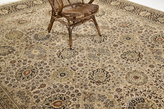 Natural Dye Tabriz Hajijalili Allover Design Rug