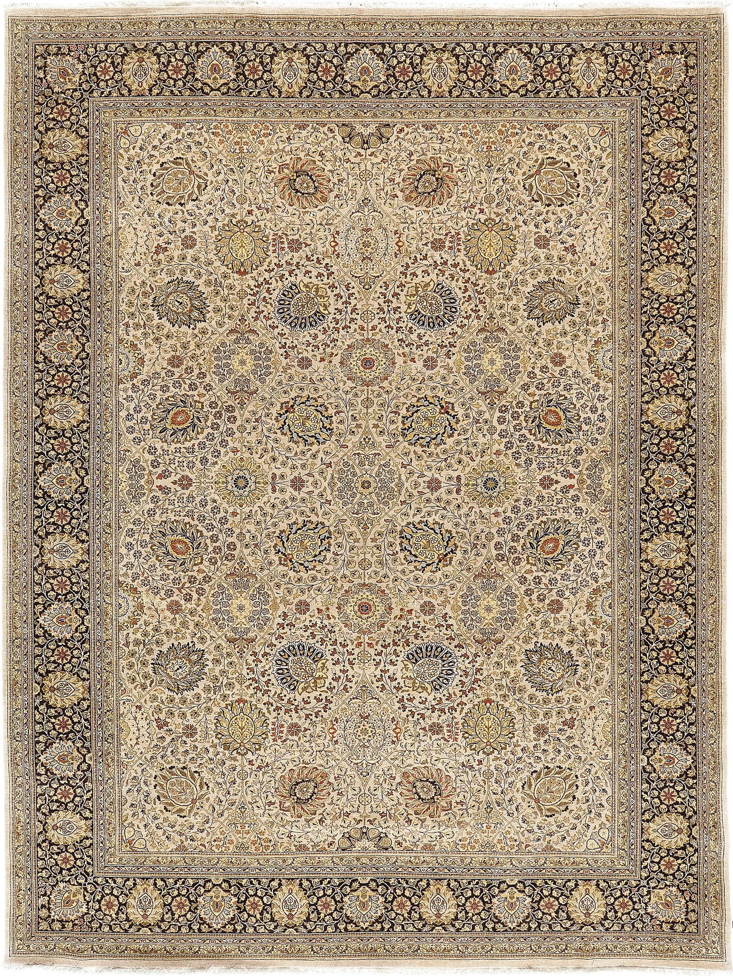 Natural Dye Tabriz Hajijalili Allover Design Rug