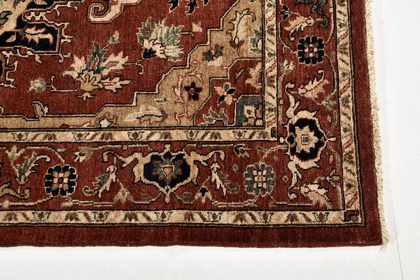 Vegetable Dye Serapi Design Revival Rug One of a kind - artisan revival weave - styled in room setting