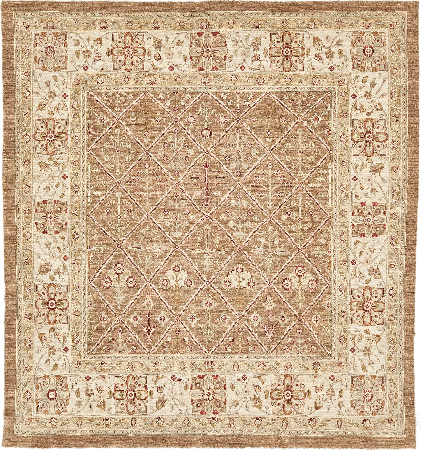 Natural Dye Allover Mahal Revival Square Rug