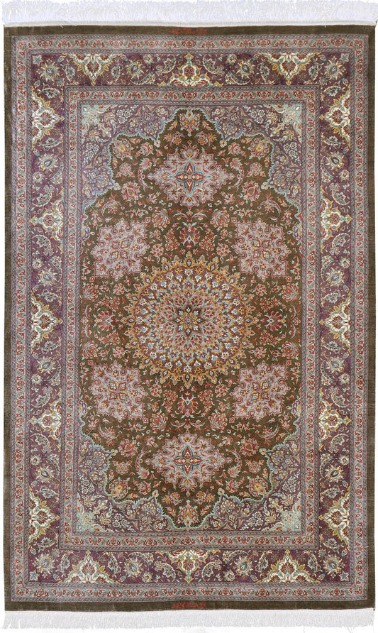 Extra Fine Persian Qum Mirhehdi Pure Silk Rug 59991
